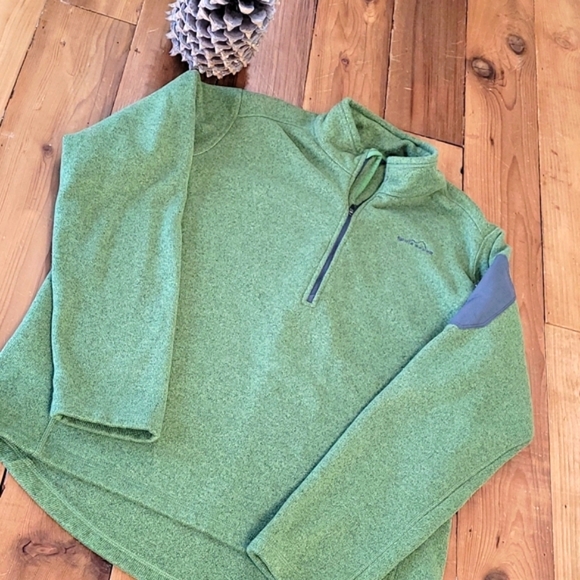 Fleece Eddie Bauer Tall 1/2 Zip Sweater Sweatshirt Olive Hunter Green Pullover